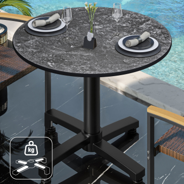 CPBC | Mesa Bistro HPL | Ø:H 60 x 78 cm | Roca / Aluminio | Peso adicional | Redonda