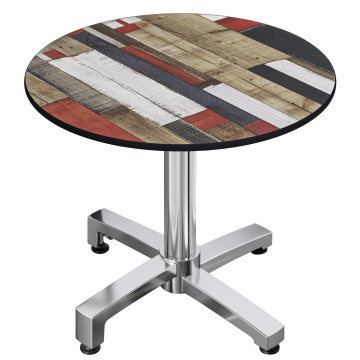 CPBC | Mesa Bistro HPL | Ø:H 70 x 78 cm | Color Vintage / Aluminio | Plegable + peso adicional | Redonda