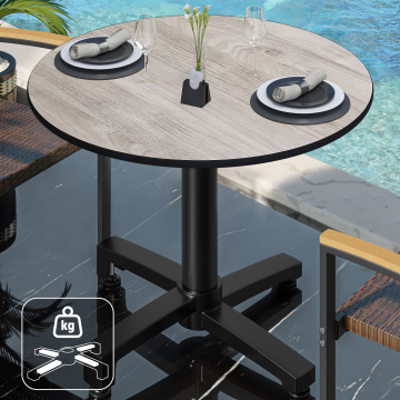 CPBC | Mesa Bistro HPL | Ø:H 70 x 78 cm | Roble Blanco / Aluminio Negro | Peso Adicional | Redonda