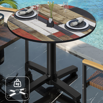 CPBC | Tavolo da bistrot in HPL | Ø:H 60 x 78 cm | Colore vintage / Alluminio | Peso aggiuntivo | Rotondo