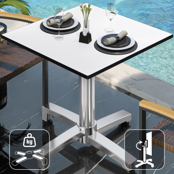 CPBC | Tavolo da bistrot in HPL | L:P:H 70 x 70 x 78 cm | Wengé / Alluminio | Pieghevole + peso aggiuntivo | Quadrato