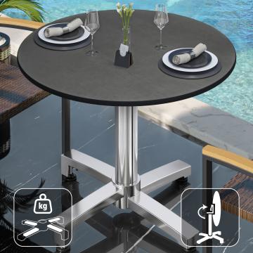 CPBC | HPL Bistro Table | Ø:H 60 x 78 cm | Anthracite / Aluminium | Foldable + additional weight | Round