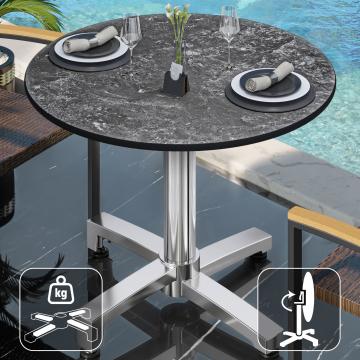 CPBC | HPL Bistro Table | Ø:H 60 x 78 cm | Rock / Aluminium | Foldable + additional weight | Round