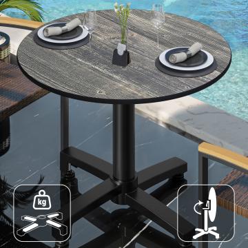 CPBC | HPL Bistro Table | Ø:H 60 x 78 cm | Rustic Pine / Aluminium | Foldable + additional weight | Round
