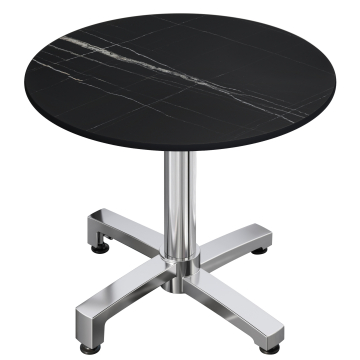 CPBC | HPL Bistro Table | Ø:H 60 x 78 cm | Czarny marmur / Aluminium | Dodatkowa waga | Okrągły