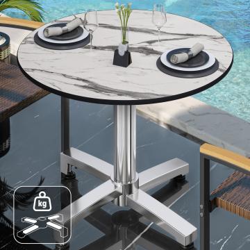 CPBC | HPL Bistrobord | Ø:H 60 x 78 cm | Vit marmor / aluminium | Extra vikt | Runt