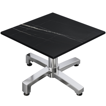 CPBC | Tavolino da salotto compatto | L:P:A 70 x 70 x 42 cm | Marmo nero / Alluminio | pieghevole |