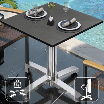 CPBC | HPL Bistro Table | W:D:H 70 x 70 x 78 cm | Anthracite / Aluminium | Foldable + additional weight | Square