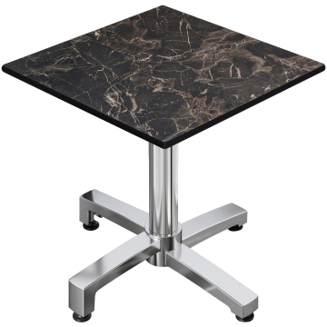 CPBC | Tavolo da bistrot in HPL | L:P:H 70 x 70 x 78 cm | Marmo cappuccino / alluminio | Pieghevole + peso aggiuntivo | Quadrato