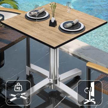 CPBC | HPL Bistro Table | W:D:H 70 x 70 x 78 cm | Oak / Aluminium | Foldable + additional weight | Square