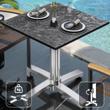 CPBC | HPL Bistro Table | W:D:H 70 x 70 x 78 cm | Rock / Aluminium | Foldable + additional weight | Square