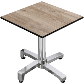 CPBC | Tavolo da bistrot in HPL | L:P:H 70 x 70 x 78 cm | Rovere / Alluminio | Pieghevole + peso aggiuntivo | Quadrato