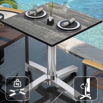 CPBC | HPL Bistro Table | W:D:H 70 x 70 x 78 cm | Rustic Pine / Aluminium | Foldable + additional weight | Square