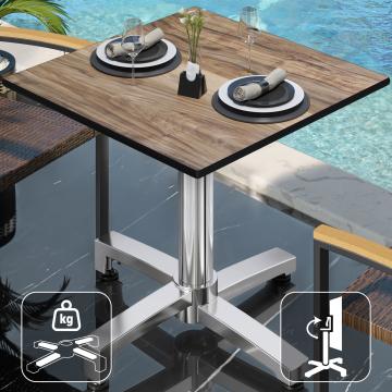 CPBC | HPL Bistro Table | W:D:H 70 x 70 x 78 cm | Sheesham / Aluminium | Foldable + additional weight | Square