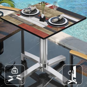 CPBC | HPL Bistro Table | W:D:H 70 x 70 x 78 cm | Vintage Coloured / Aluminium | Foldable + additional weight | Square