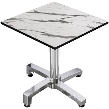 CPBC | Tavolo da bistrot in HPL | L:P:H 70 x 70 x 78 cm | Marmo bianco / Alluminio | Pieghevole + peso aggiuntivo | Quadrato