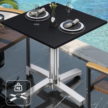 CPBC | HPL Bistro Table | W:D:H 70 x 70 x 78 cm | Black / Aluminium | Additional weight | Square