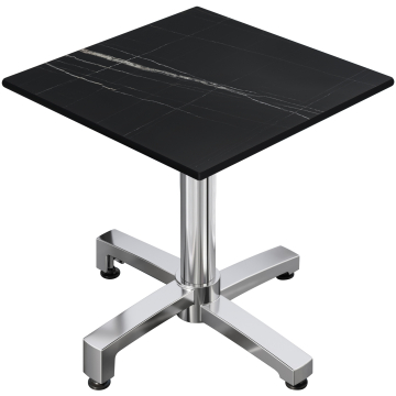 CPBC | HPL Bistro Table | W:D:H 70 x 70 x 78 cm | Black Marble / Aluminium | Additional weight | Square