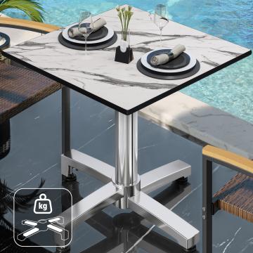 CPBC | HPL Bistro Table | W:D:H 70 x 70 x 78 cm | White marble / aluminium | Additional weight | Square