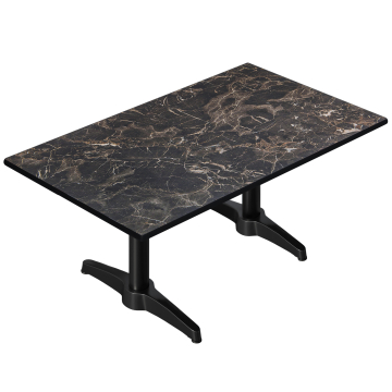 CPBL | Compact Loungetisch | B:T:H 120 x 70 x 42 cm | Cappuccino-Marmor / Aluminium Schwarz | Zusatzgewicht
