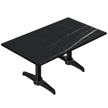 CPBL | Compact Loungetisch | B:T:H 120 x 70 x 42 cm | Schwarz-Marmor / Aluminium Schwarz | Zusatzgewicht