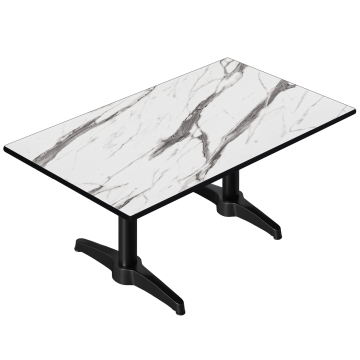 CPBL | Compact Loungetisch | B:T:H 120 x 70 x 42 cm | Weiß-Marmor / Aluminium Schwarz | Zusatzgewicht