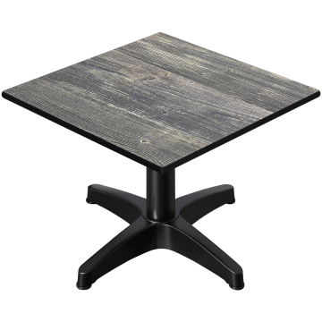 CPBL | Compact Loungetisch | B:T:H 60 x 60 x 42 cm | Rustikal Kiefer / Aluminium | Klappbar | Zusatzgewicht