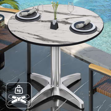 CPBL | HPL bistro table | Ø:H 60 x 80 cm | white marble / aluminium | additional weight | round