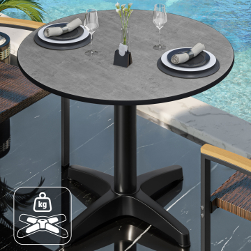 CPBL | HPL bistro table | Ø:H 70 x 78 cm | concrete / aluminium black | additional weight | round