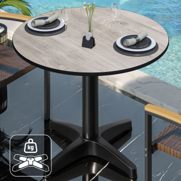 CPBL | HPL bistro table | Ø:H 70 x 78 cm | oak white / aluminium black | additional weight | round
