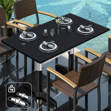 CPBL | HPL bistro table | W:D:H 120 x 70 x 80 cm | black / aluminium | additional weight | rectangular