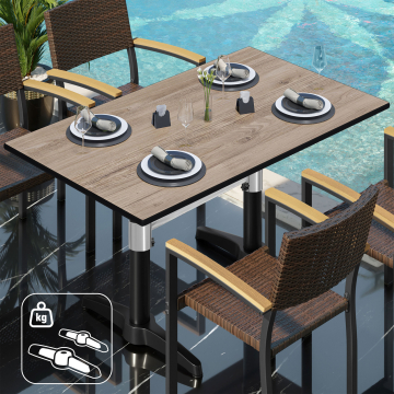 CPBL | HPL bistro table | W:D:H 120 x 70 x 80 cm | oak / aluminium | additional weight | rectangular