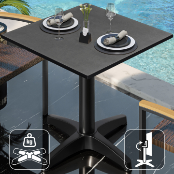 CPBL | HPL Bistro Table | L:P:H 60 x 60 x 78 cm | Anthracite / Aluminium Noir | Pliable + Poids supplémentaire | Carré