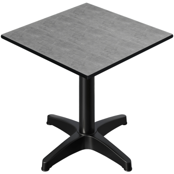 CPBL | HPL Bistrotafel | B:D:H 60 x 60 x 78 cm | Beton / Aluminium Zwart | Opvouwbaar + extra gewicht | Vierkant