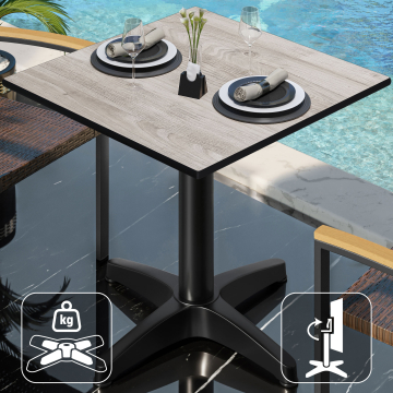 CPBL | HPL Bistro table | W:D:H 70 x 70 x 78 cm | Oak white / Aluminium black | Foldable + additional weight | Square
