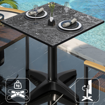 CPBL | HPL Bistro Table | W:D:H 70 x 70 x 78 cm | Rock / Aluminium | Foldable + additional weight | Square