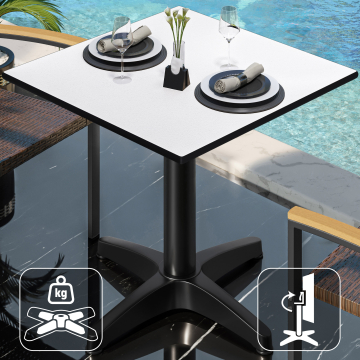 CPBL | HPL Bistro Table | W:D:H 70 x 70 x 78 cm | White / Aluminium Black | Foldable + additional weight | Square