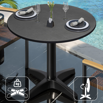 CPBL | HPL Bistrobord | Ø:H 60 x 78 cm | Antracit / Aluminium Sort | Sammenklappeligt + ekstra vægt | Rundt