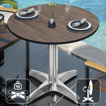 CPBL | HPL Bistro Tisch | Ø:H 70 x 78 cm | Wenge / Aluminium | Klappbar + Zusatzgewicht | Rund