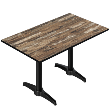 CPBL | HPL bistrobord | B:D:H 120 x 70 x 80 cm | Vintage Old / Aluminium | Extra vikt | Rektangulärt