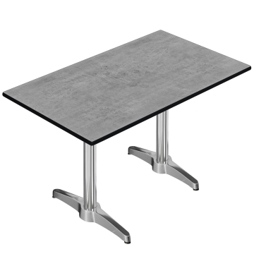 CPBL | HPL bistrotafel | B:D:H 120 x 70 x 78 cm | beton / aluminium | extra gewicht | rechthoekig