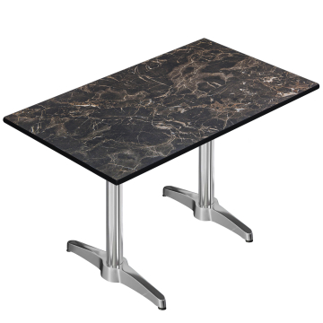 CPBL | HPL bistrotafel | B:D:H 120 x 70 x 78 cm | Cappuccino marmer / aluminium | Extra gewicht | Rechthoekig