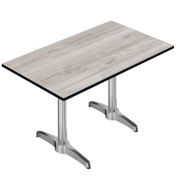CPBL | HPL bistrotafel | B:D:H 120 x 70 x 78 cm | eiken-wit / aluminium | extra gewicht | rechthoekig