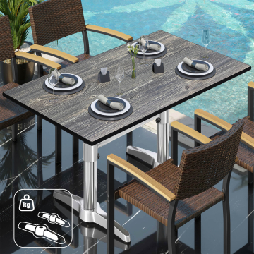 CPBL | HPL bistrotafel | B:D:H 120 x 70 x 78 cm | Rustiek grenen / aluminium | Extra gewicht | Rechthoekig