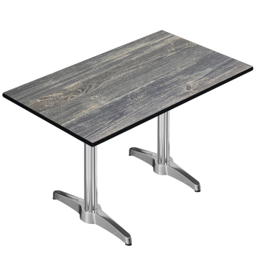CPBL | HPL bistrotafel | B:D:H 120 x 70 x 78 cm | Rustiek grenen / aluminium | Extra gewicht | Rechthoekig