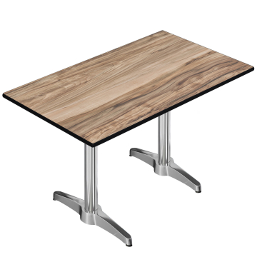 CPBL | HPL bistrotafel | B:D:H 120 x 70 x 78 cm | sheesham / aluminium | extra gewicht | rechthoekig