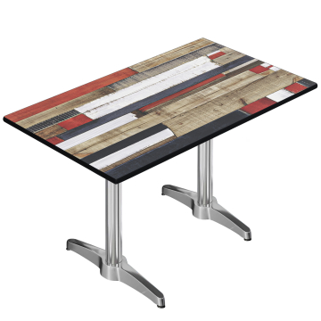 CPBL | HPL Bistrotafel | B:D:H 120 x 70 x 78 cm | Vintage kleur / Aluminium | Extra gewicht | Rechthoekig
