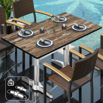 CPBL | HPL bistrotafel | B:D:H 120 x 70 x 78 cm | Vintage Oud / Aluminium | Extra gewicht | Rechthoekig