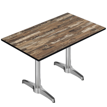 CPBL | HPL bistrotafel | B:D:H 120 x 70 x 78 cm | Vintage Oud / Aluminium | Extra gewicht | Rechthoekig