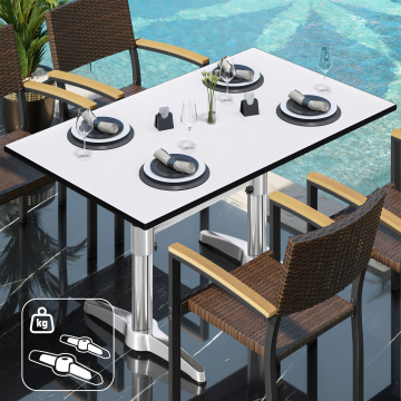 CPBL | HPL bistrotafel | B:D:H 120 x 70 x 78 cm | wit / aluminium | extra gewicht | rechthoekig